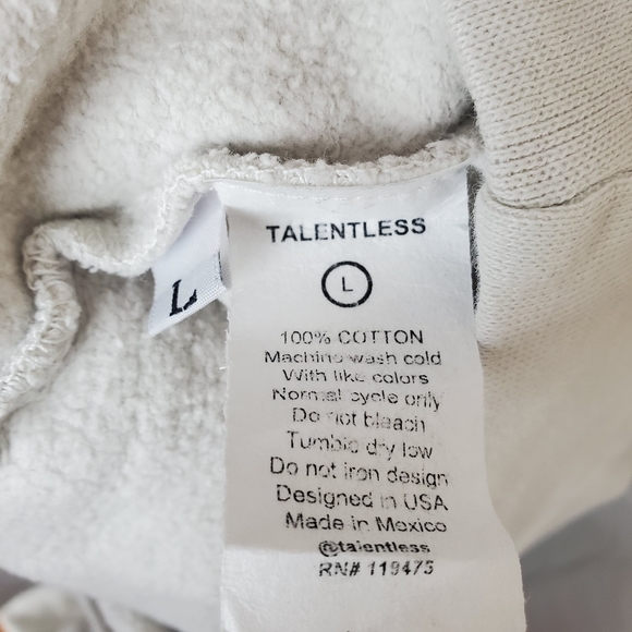 New TALENTLESS mens lightweight hoodie cement gray - Picture 7 of 7